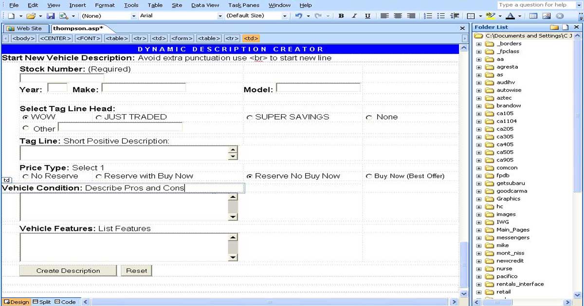 The Dynamic Description Creator